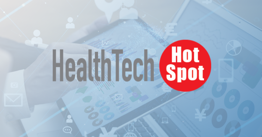 logo for heath tech hot spot with blue background