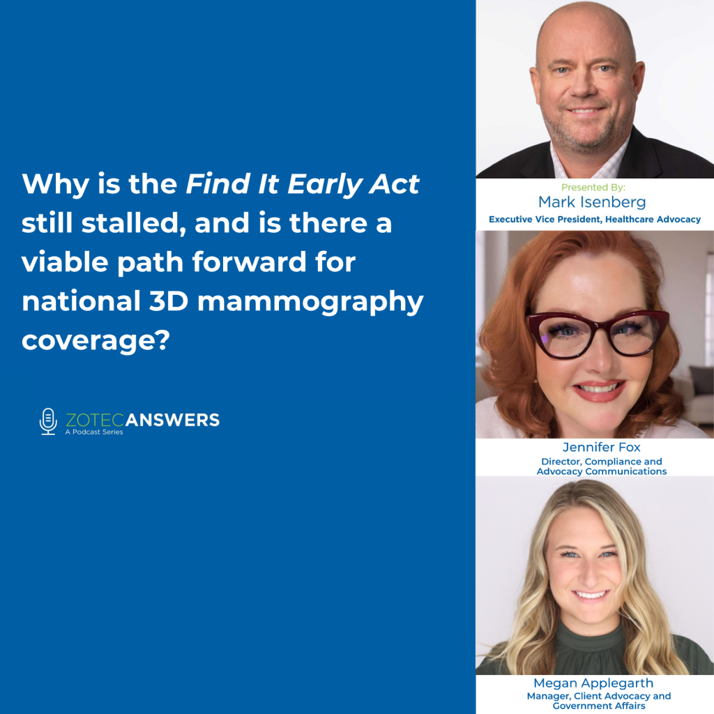 Why is the Find It Early Act still stalled, and is there a viable path forward for national 3D mammography coverage?